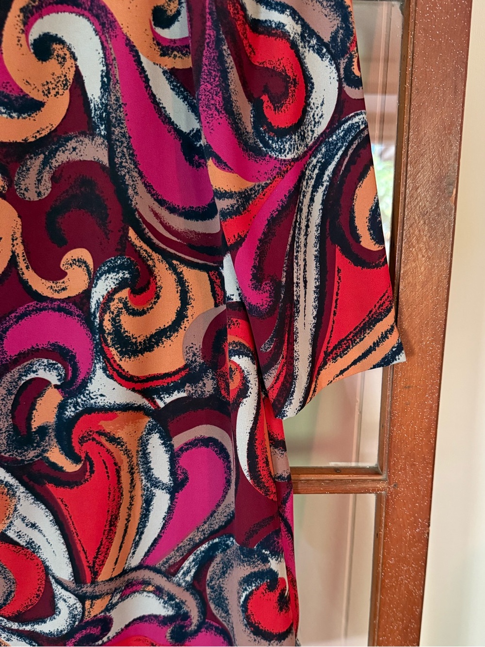 Anthropologie Maeve Bold 70s Flavia Swirl Print 3/4 SIeeve Mini Shift Dress - S - Picture 5 of 8